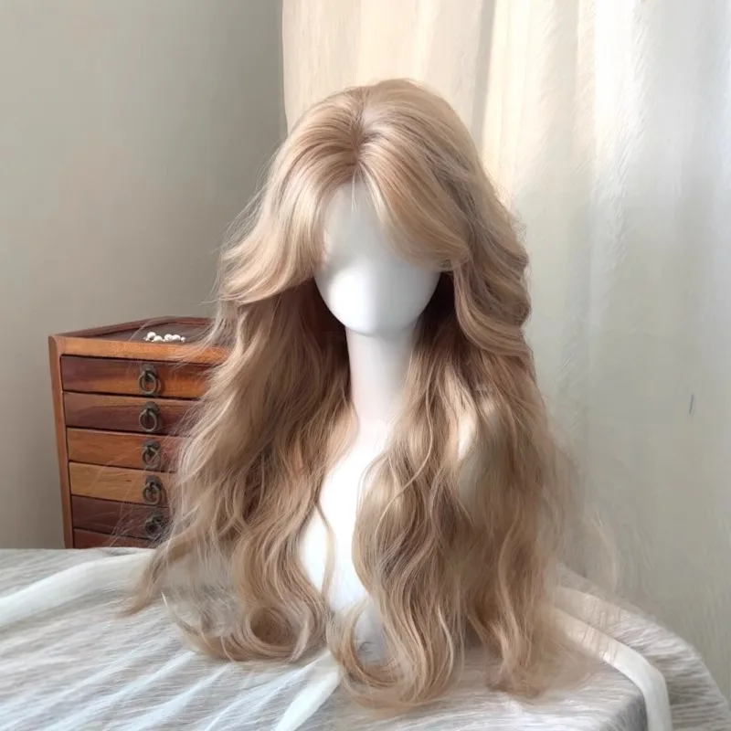

Роскошный парик CreamyBlonde с эффектом шампанского мерцания, ультраволнистый, с центральным пробором, полностью закрывающий голову, на кружевной основе