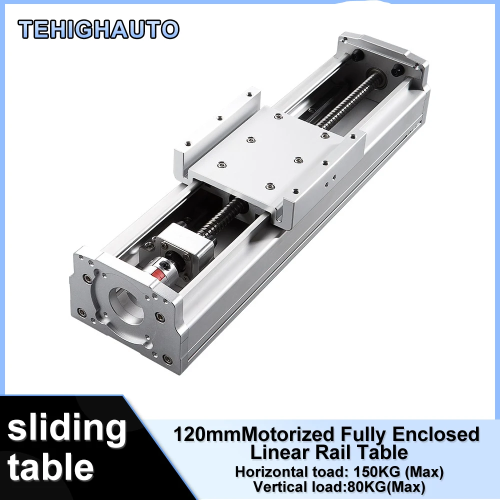 120mm Wide Electric Fully Enclosed Linear Guide Slider Single Axis Robot Can Be Matched With 57/86 Step 60/80 Servo