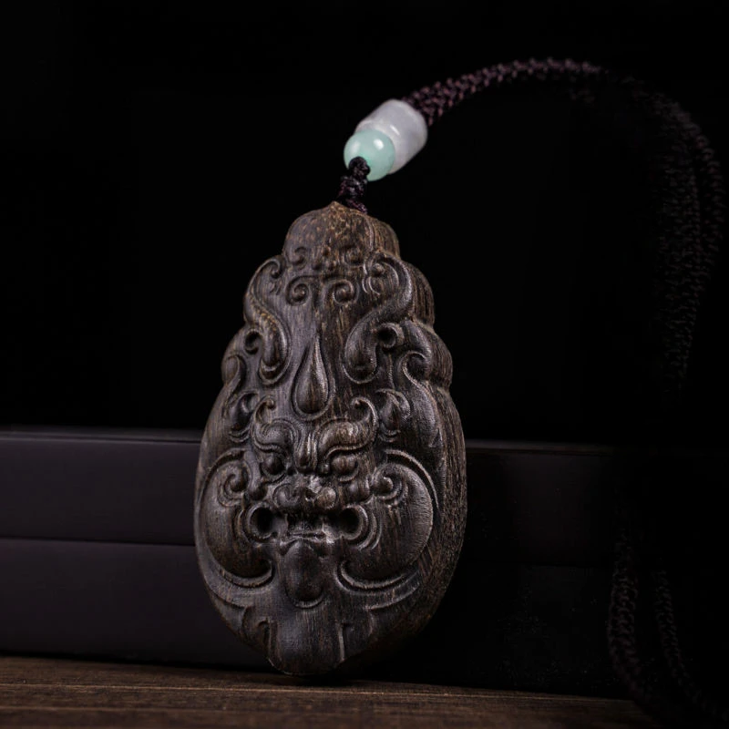 Authentic Nha Trang Kyara Eaglewood Raw Material Tranquility and Peace Plate Necklace Pendant Men and Women Pendant Amulet