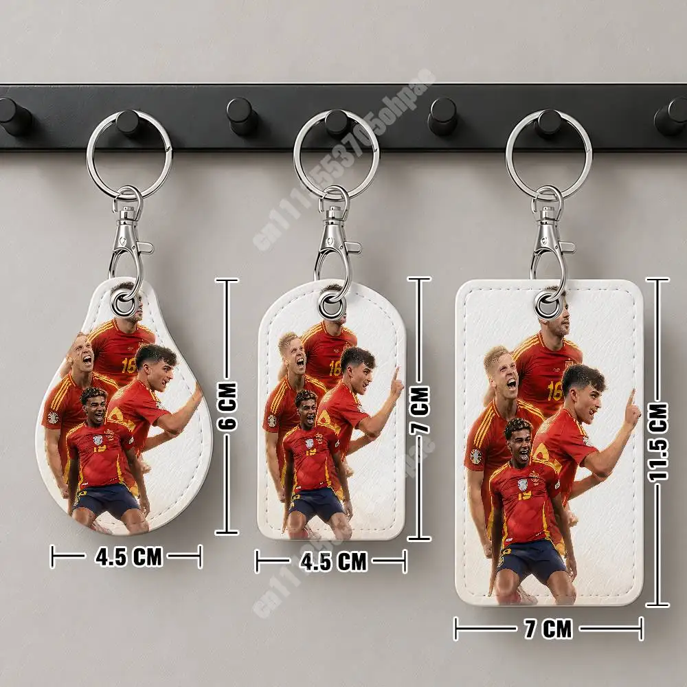 Spain Football L-Lamine 19 Y-Yamal Leather Keychain Card Holder for Airtag & Luggage Tags Casual Tracker Cover view 3