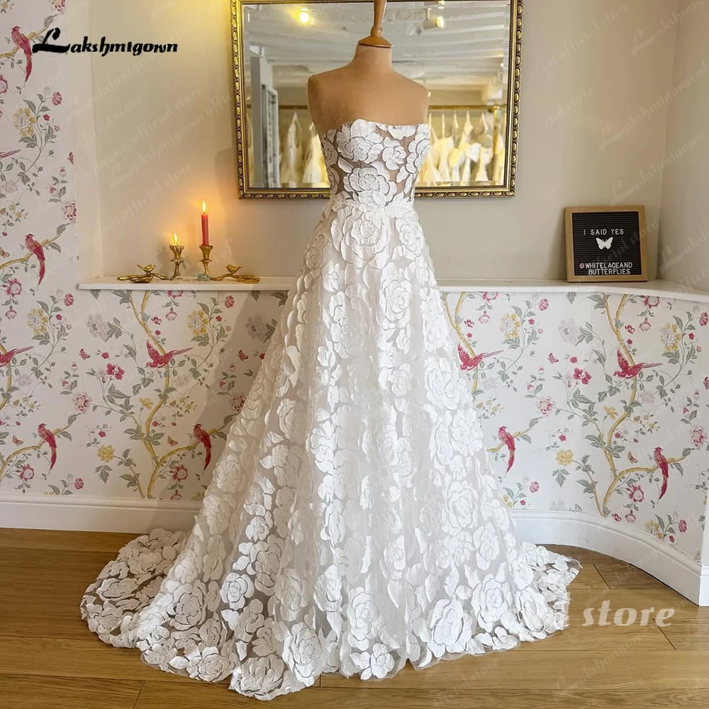Lakshmigown Luxuriöse Pailletten-Spitzen-Boho-Hochzeitskleider, Bohemian-Strand-Brautkleider, Robe Mariee, Maßanfertigung – Detail 5