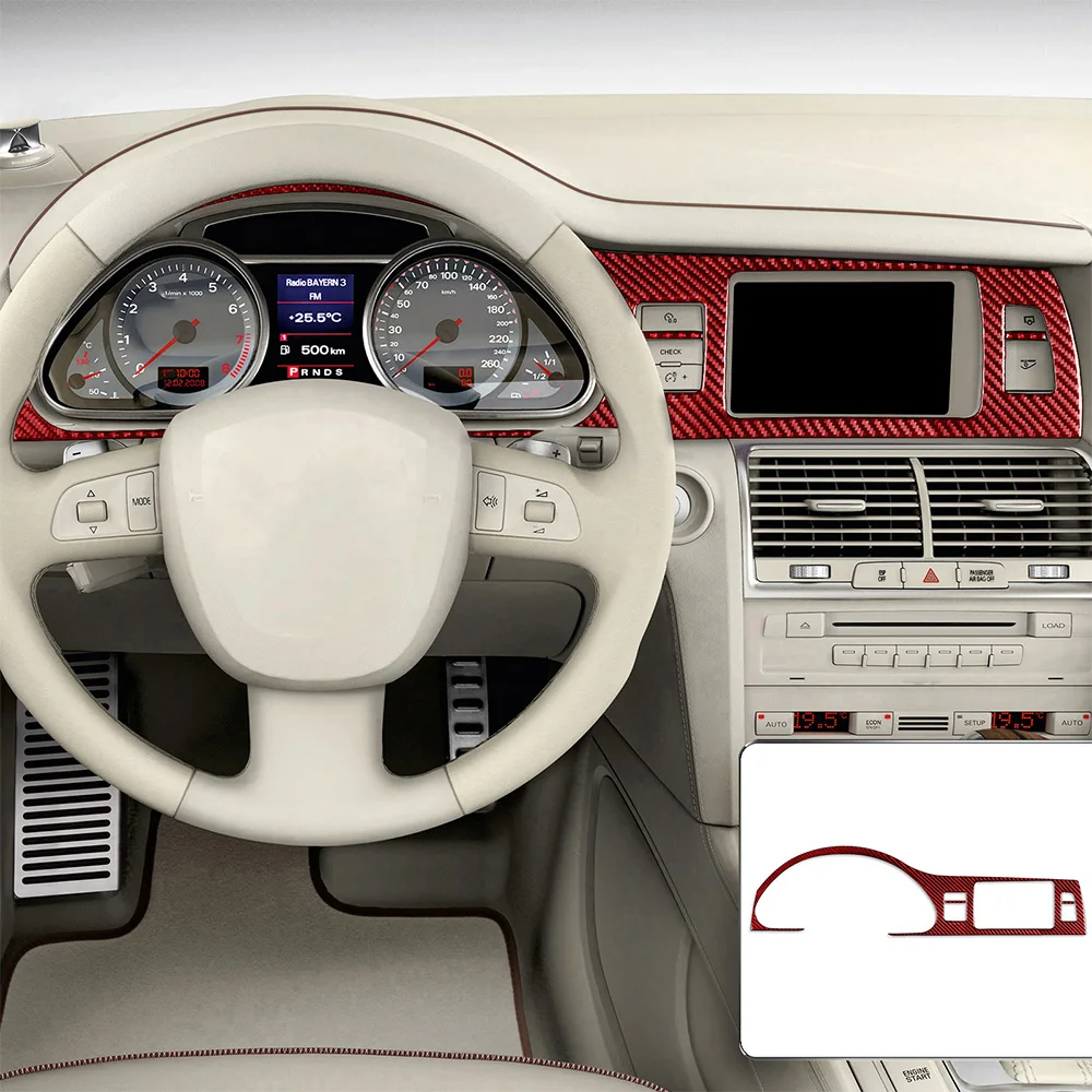 For Audi Q7 2007-2015 Real Carbon Fiber Stickers Dashboard Instrument Speedometer Panel Car Accessories Interior Decorative