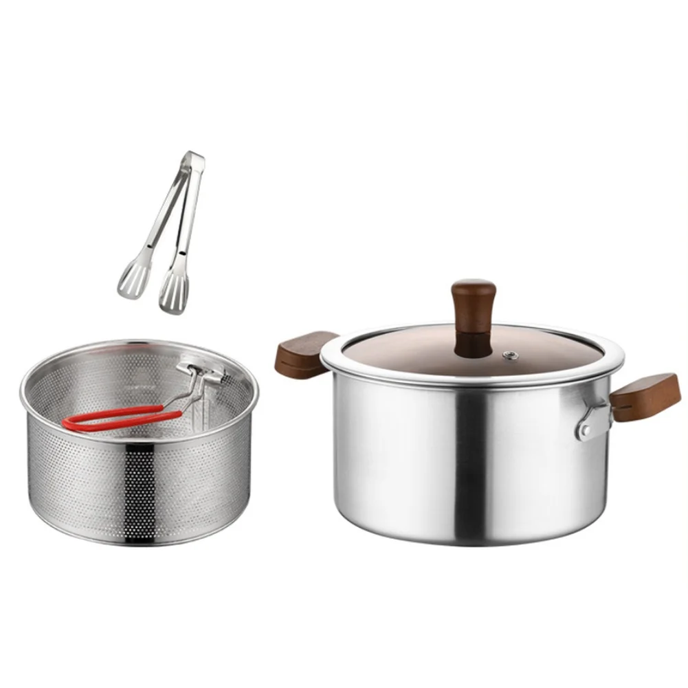 

Versatile Stainless Steel Steamer Pot With Mesh Basket For Healthy Fuel Saving Deep Pot With Filter Gas Small Fryer