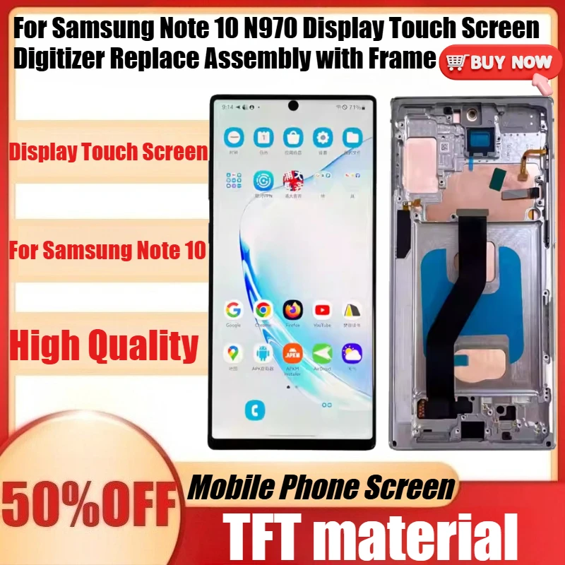 New TFT Note10 Dispaly Screen for Samsung Note 10 N970 Display Touch Screen Digitizer Replace Assembly with Frame