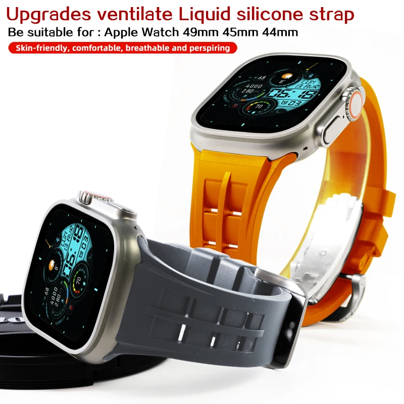 

New Breathable Sport Strap for Apple Watch Ultra 2 Band 49mm 9 8 7 45mm Silicone Bracelet Wristband IWatch 6 5 4 SE 44mm