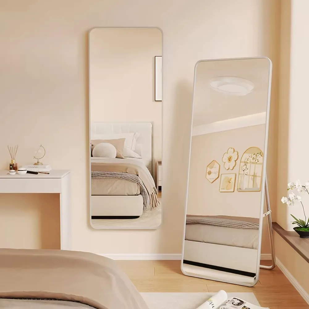 

Modern Luxury Metal Framed Tempered Glass Floor Mirror Handmade 4mm Thick Portable Full Length Decorative Living Room Use