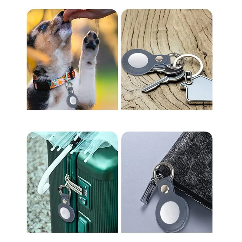 

Чехол из 4 шт., совместимый с Airtag, чехол из искусственной кожи с держателем для ключей, кольцо для ключей для Air Tag, аксессуары, черный