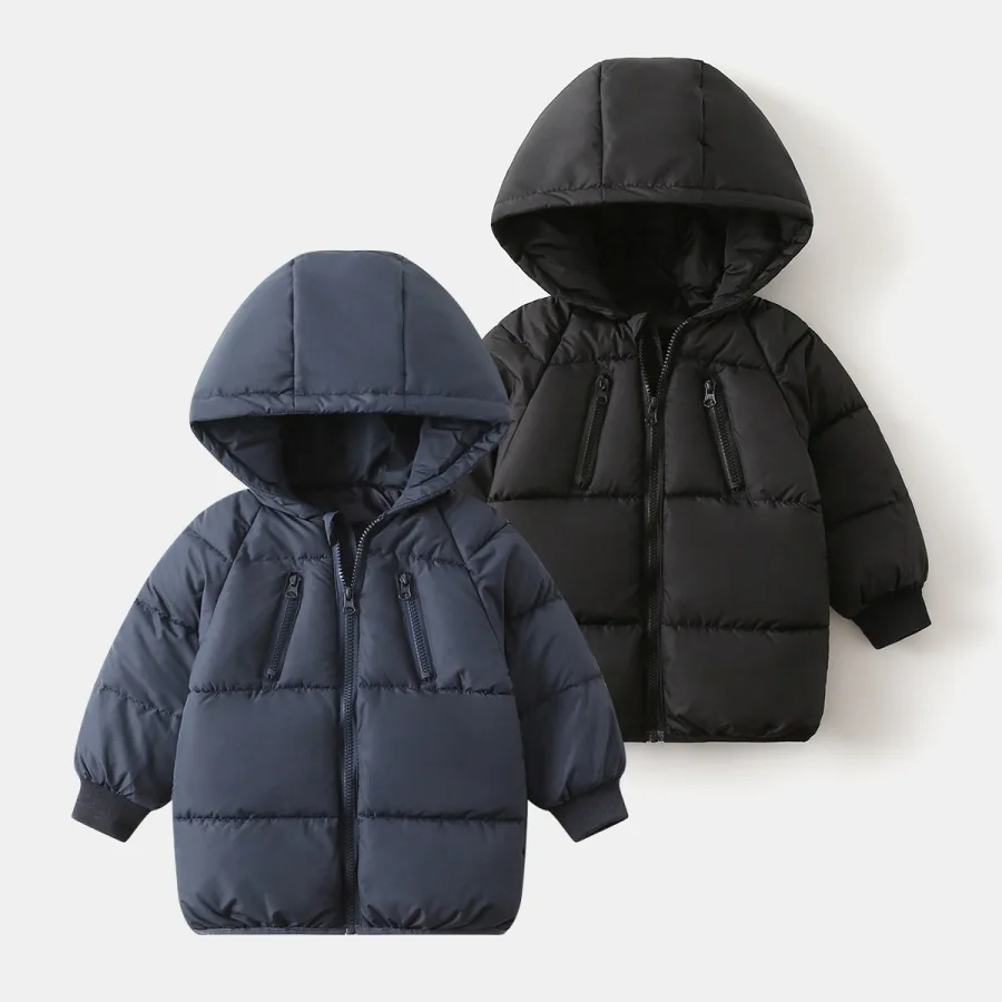 

Winter Children Boys Parkas Cotton Padded Thicken Warm Toddler Kids Boys Outerwear Hooded Zipper Quilted Infant Babys Boys Coats