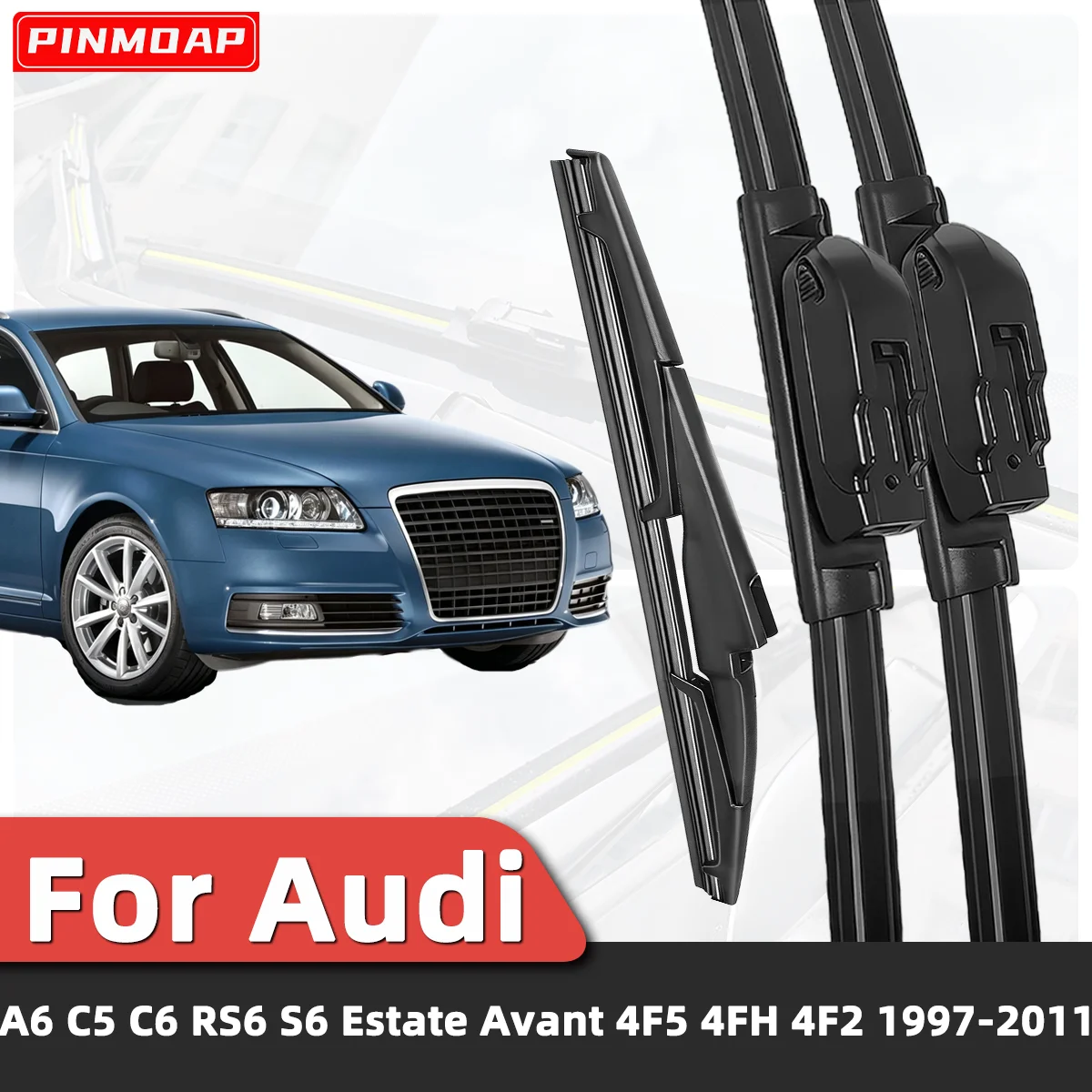 

3PCS Front Rear Wiper Blades Fit For Audi A6 C5 C6 RS6 S6 Estate Avant 4F5 4FH 4F2 1997-2011 Car Premium Quiet Streak-Free Parts