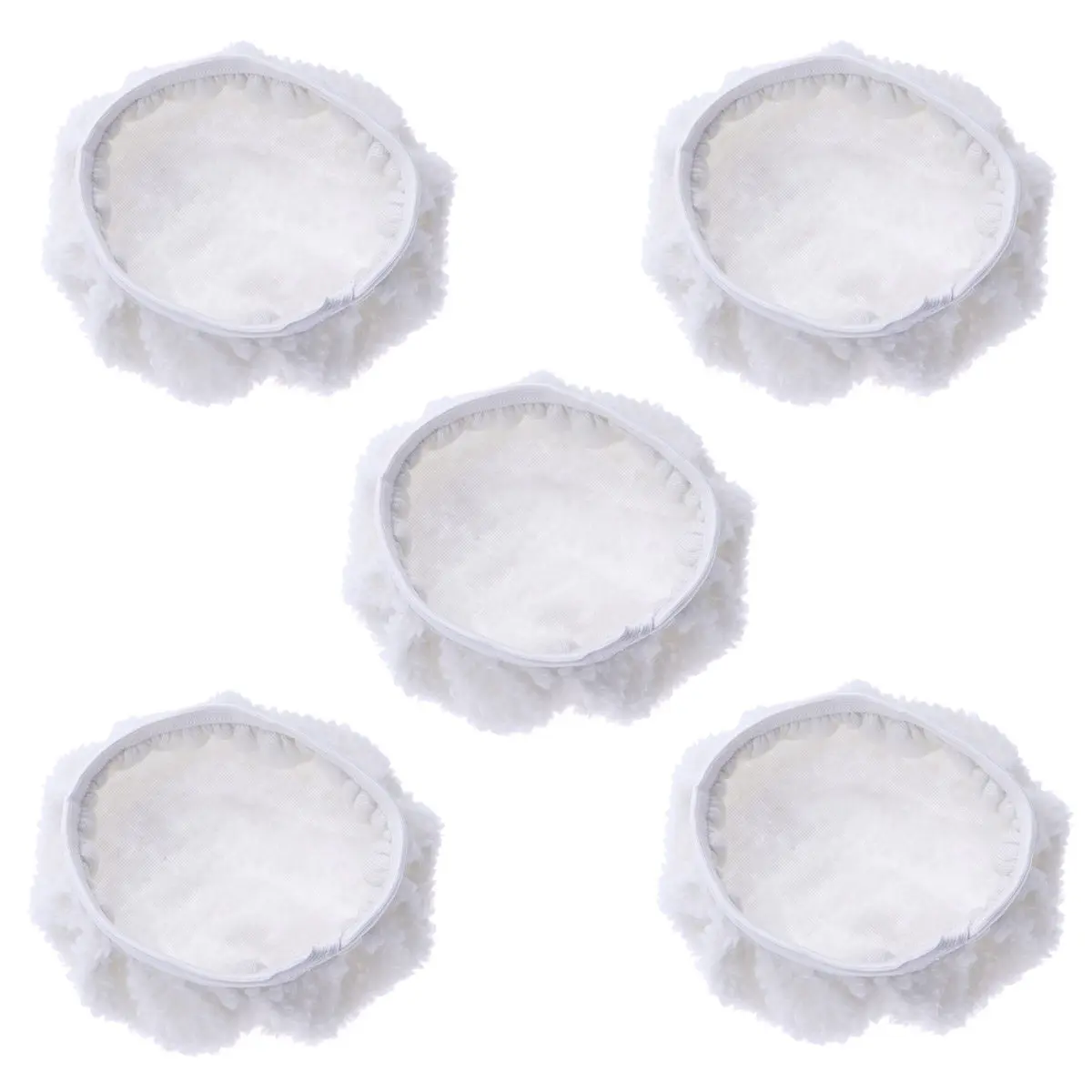 

5Pcs Lambswool Bonnet Polishing Pads with Hook Loop Backing for Sander Polisher High Absorption Wax Sealant Dressing