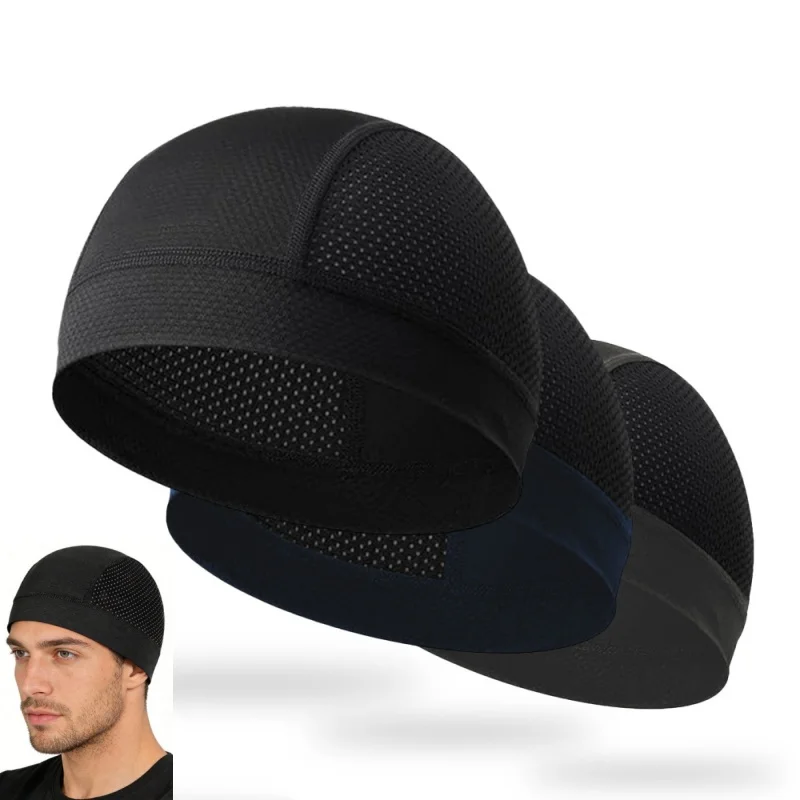 

Absorb Sweat Quick Dry Breathable Mesh Running Cap Sports Sweat Wicking Headwraps Skull Beanie Hat Men Cycling Helmet Liner Cap