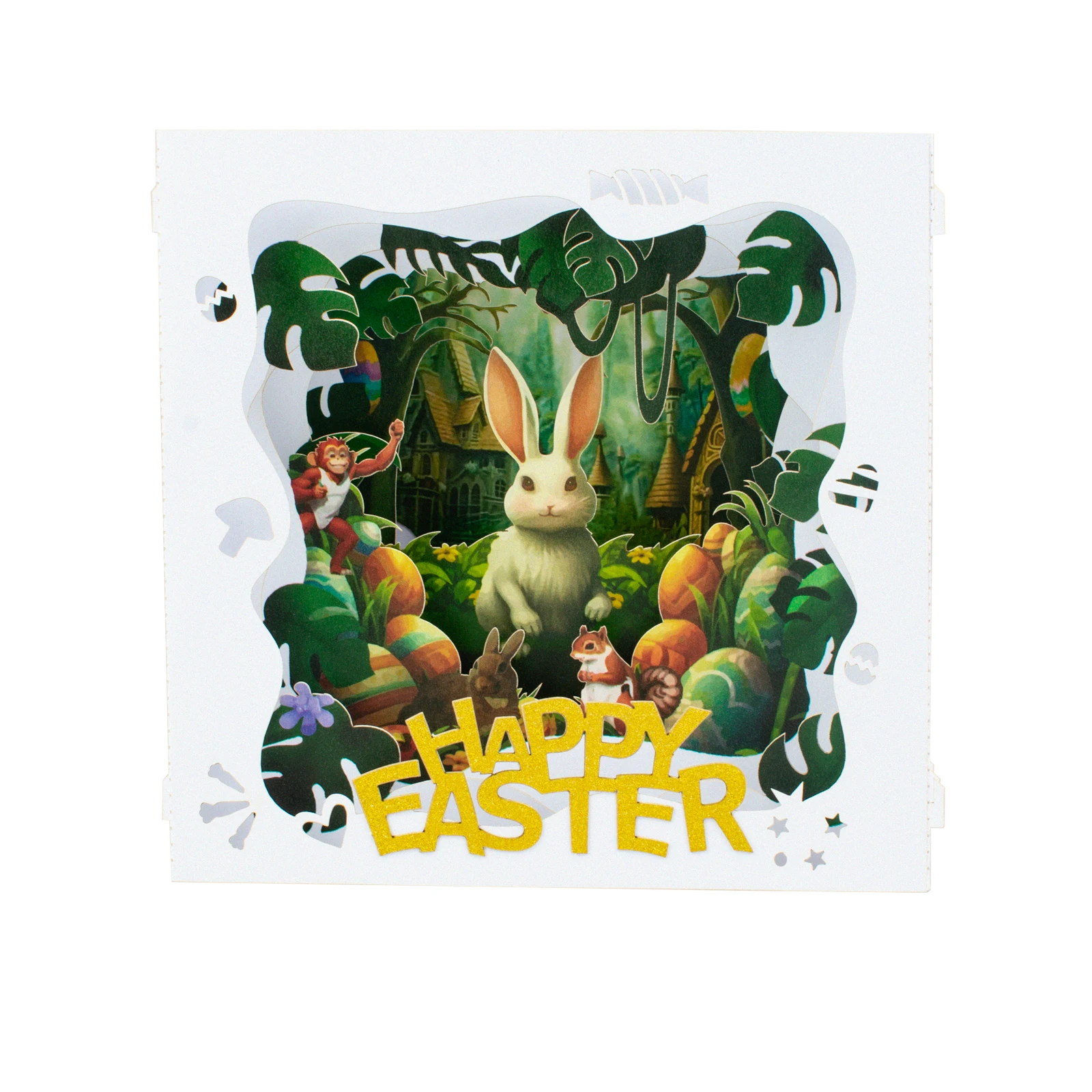 Frohe Ostern Pop-Up-Karte – 3D-Grußkarte mit Hasenei-Blumenkorb für Ostern – Detail 8