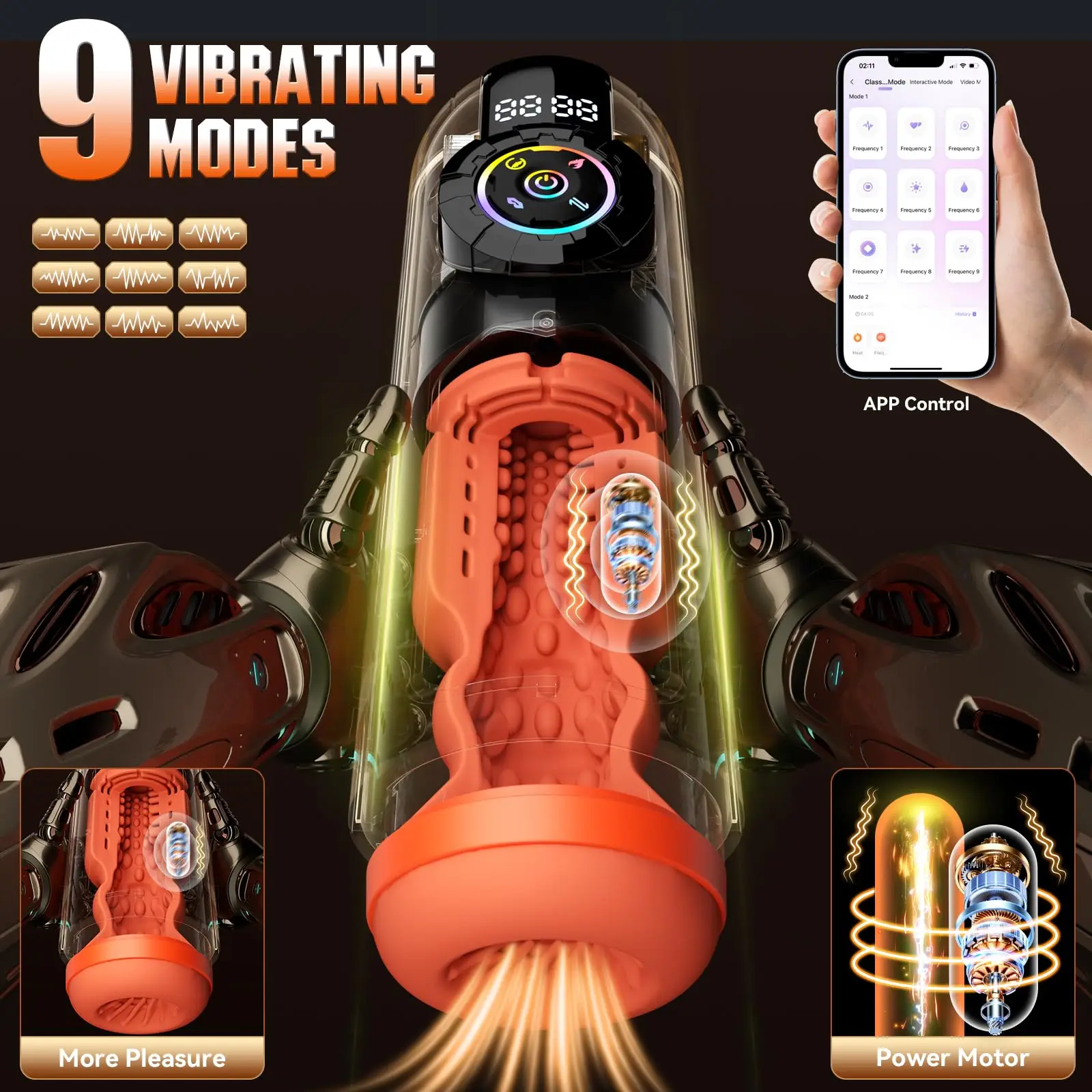 KUSHOR Automatic Male Masturbator APP Control Vibrating Sucking Thrusting Masturbation Cup Penis Pump Adults Sex Toy for Men view 3