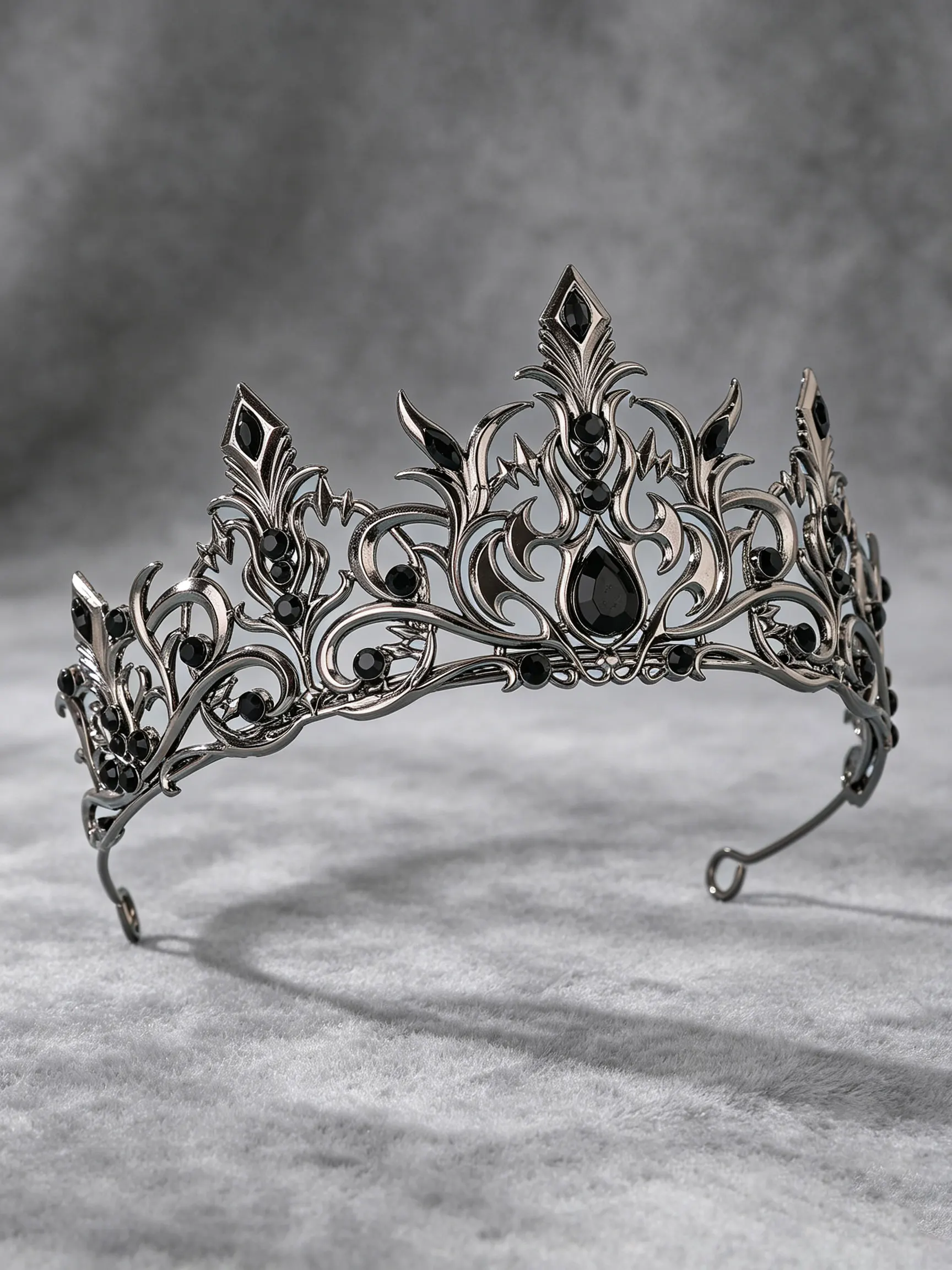 Gothic Black Crystal Men's Crown, Silver-Toned Royal Tiara, King Crown for Halloween, Dark Wedding & CosplaySuitable for balls image 5