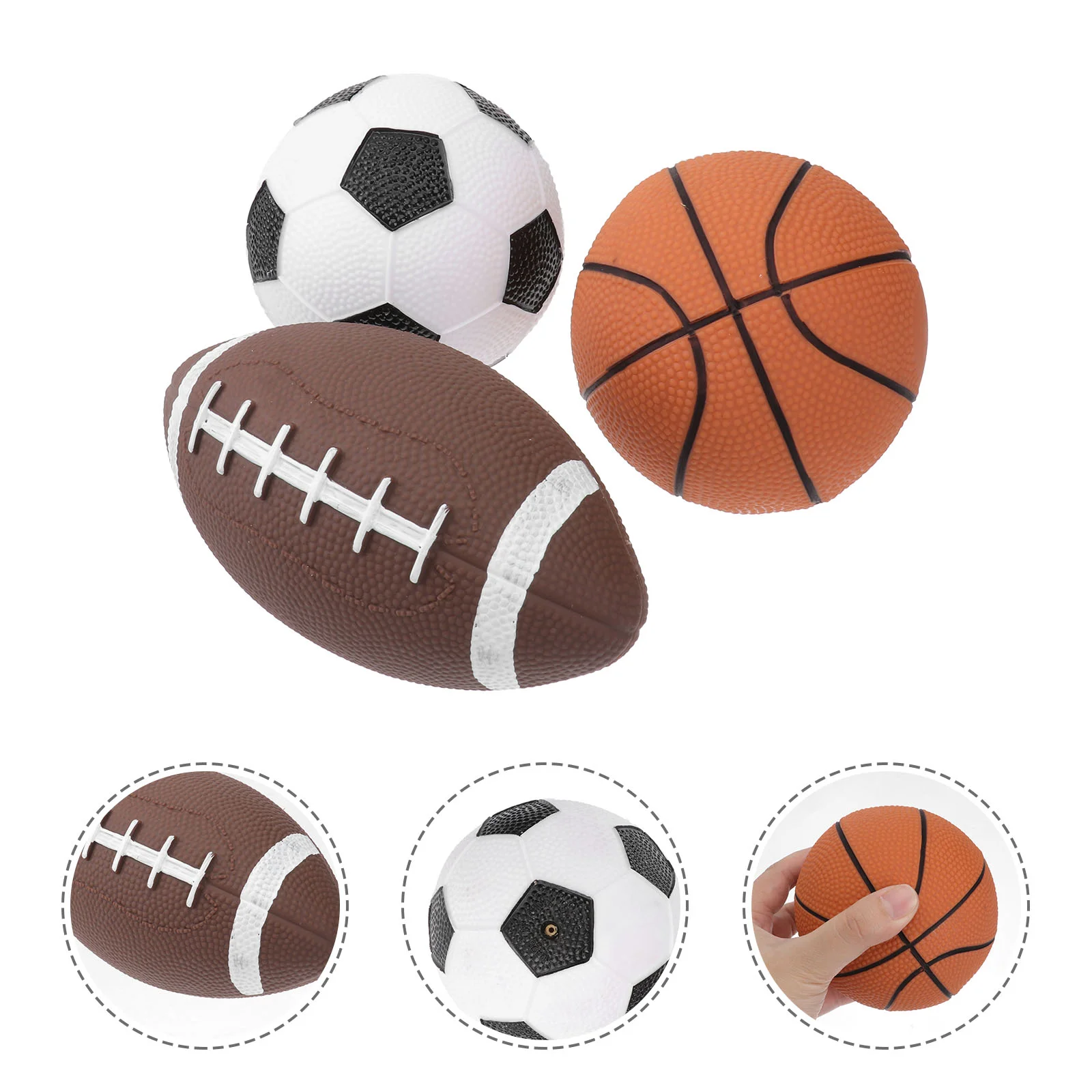 3pcs Mini Balls Basketball Soccer Football Rugby Balls for Kids Children Favors Rubber Balls Kids Balls