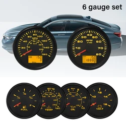 ELING 6 Gauge Set 85MM 200KM/H 160MPH GPS Speedometer Tachometer 52MM Water Temp Oil Pressure Fuel Level Meter Voltmeter