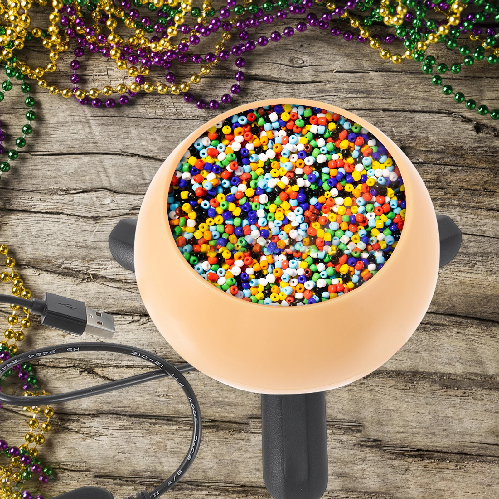 Electric Bead Threader Spinner Chain Tool Plastic DIY Making Bowl Portable Stringing Tool for Beads USB Bead Spinner Kit Beading