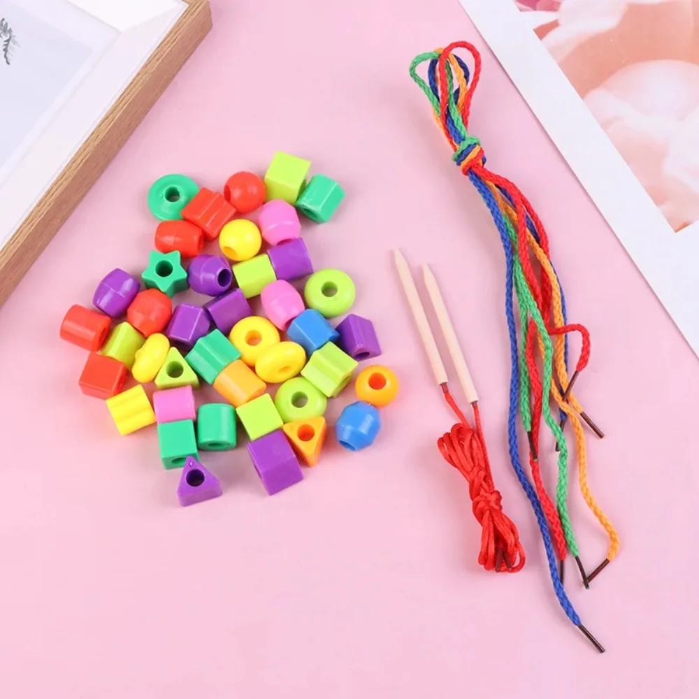 Stringing Toy Montessori Kids Primary Lacing Beads Training Toys Crafts Lacing Beads Toy Star Plastic Rainbow Lacing Beads Toys