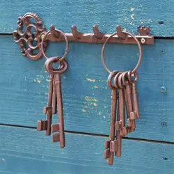 Vintage Cast Iron Key Garden Decoration Heavy Duty Metal Keys Charms Wedding Decoration Photography Shooting Retro Props