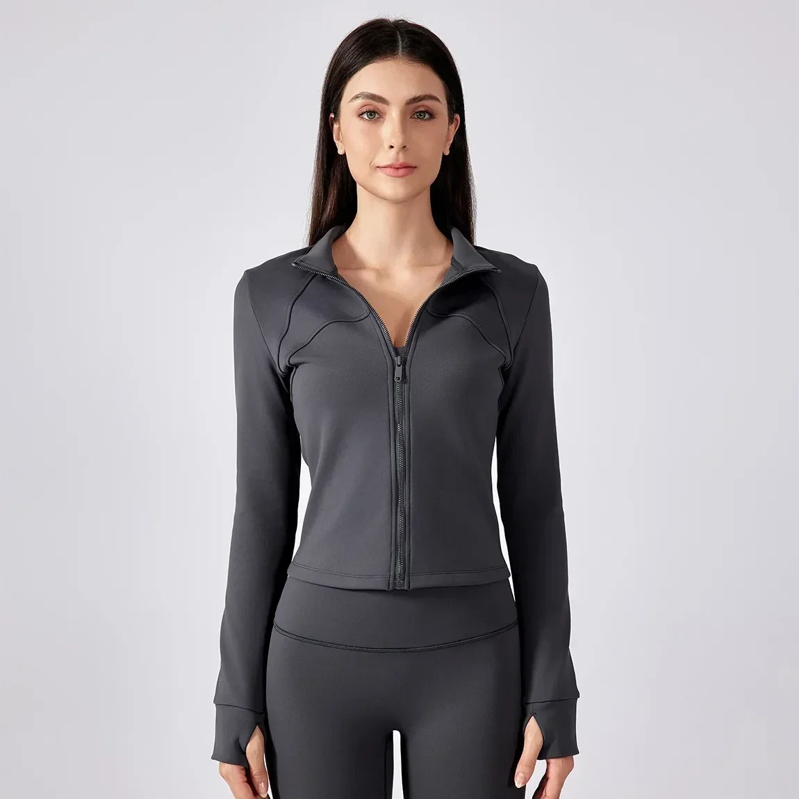 

Lemon Fleece-lined Sports Jacket Coat Women's Slimming Yoga Clothes Top Running Cycling Fitness Long Sleeve