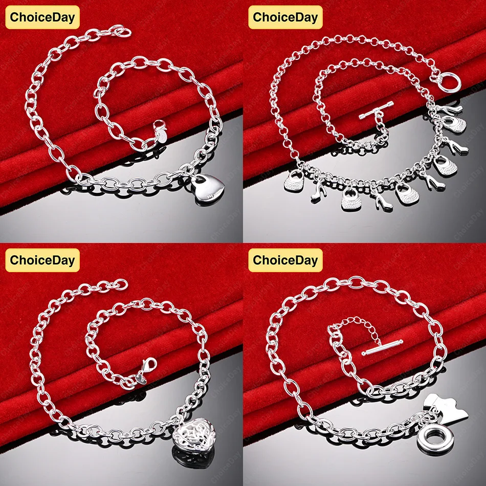 

ChoiceDay 925 Sterling Silver Delicate Heart-Shaped Roman Necklace Women's Jewelry Party Accessories Gift Wedding