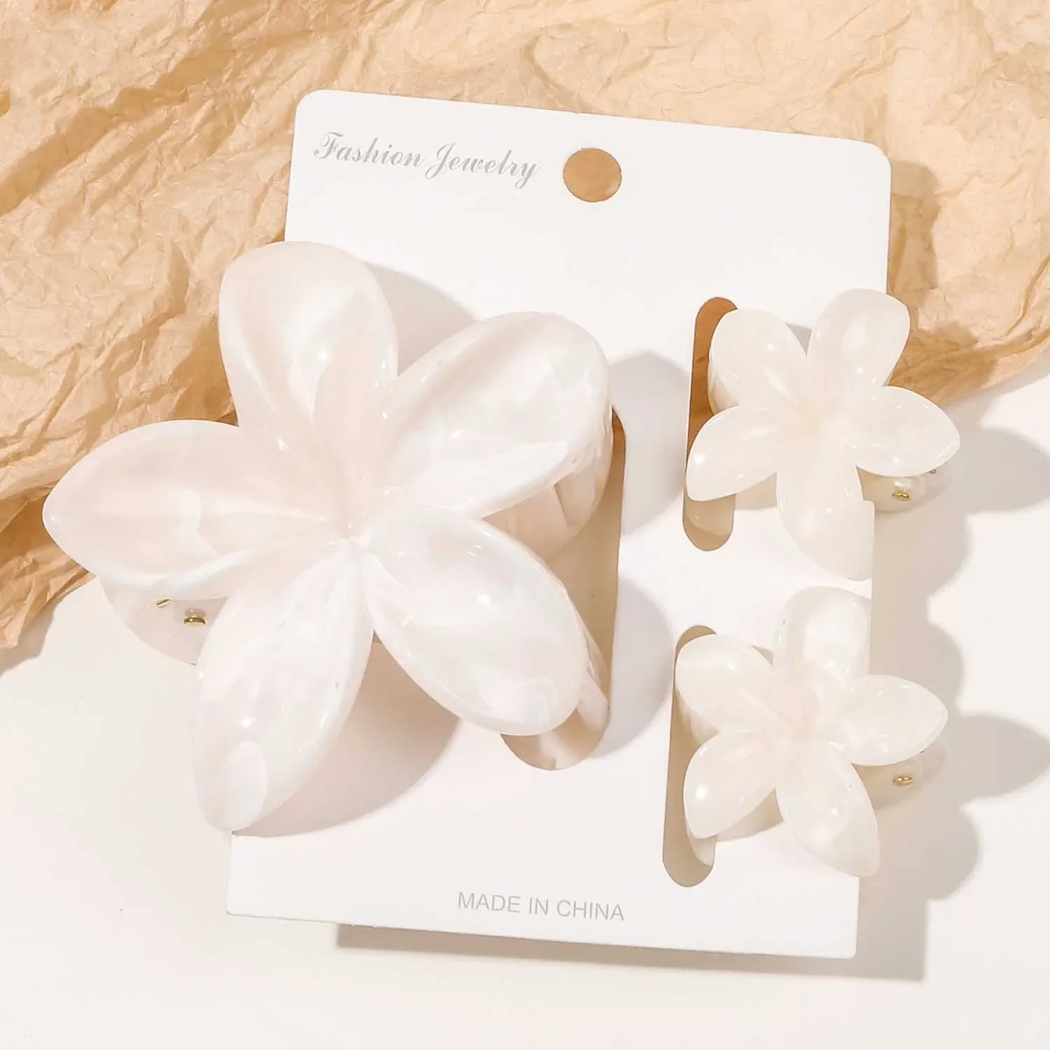 

3pcs/set Flower Claw Clip Women Summer Beach Cute Hawaiian Preppy Stuff Female Hair Accessories For Summer