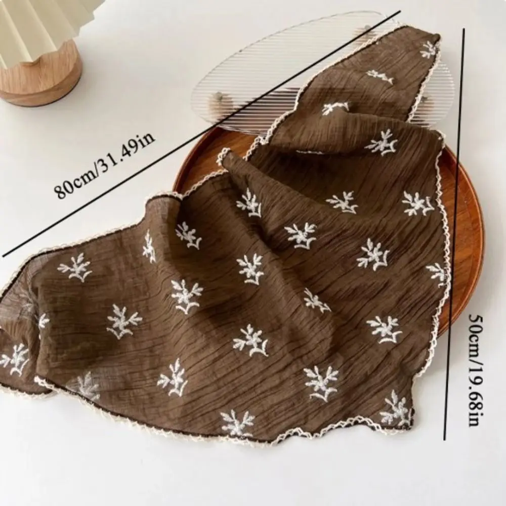 الموضة الرعوية نمط الأزهار الدانتيل وشاح الشعر الحلو مثلث القطن الكتان رباط شعر لينة التفاف Y2K بوهيميا باندانا الشاطئ