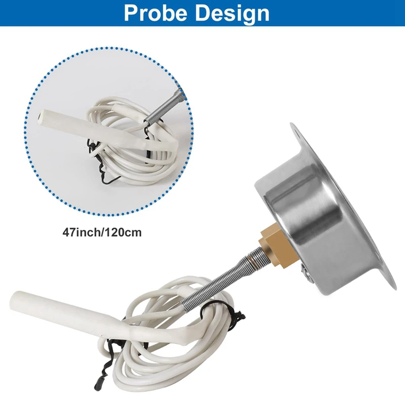 Pressure Thermometer Capillary Design Refrigeration Gauge, -40 To 65℉ / -40 To 20℃, 2Inch Dial Stainless Steel Panel Mount