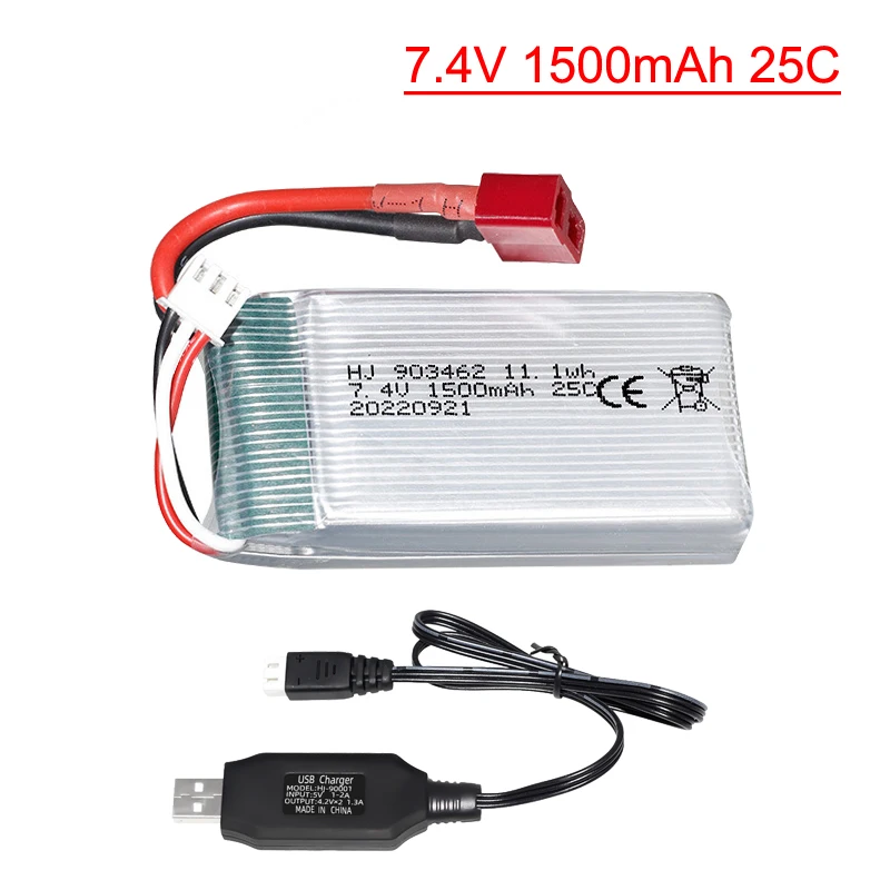 7.4V 1500mAh 25C Lipo battery For WLtoys 144001 V913 Q212G V912 V262 L959 L979 RC Toys Car battery 2S 7.4 V 1500mah T plug