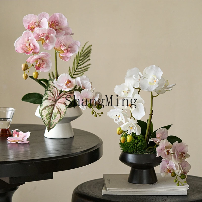 LXY Chinese simulation high-quality feel fake flower potted plant living room desktop decoration ornament