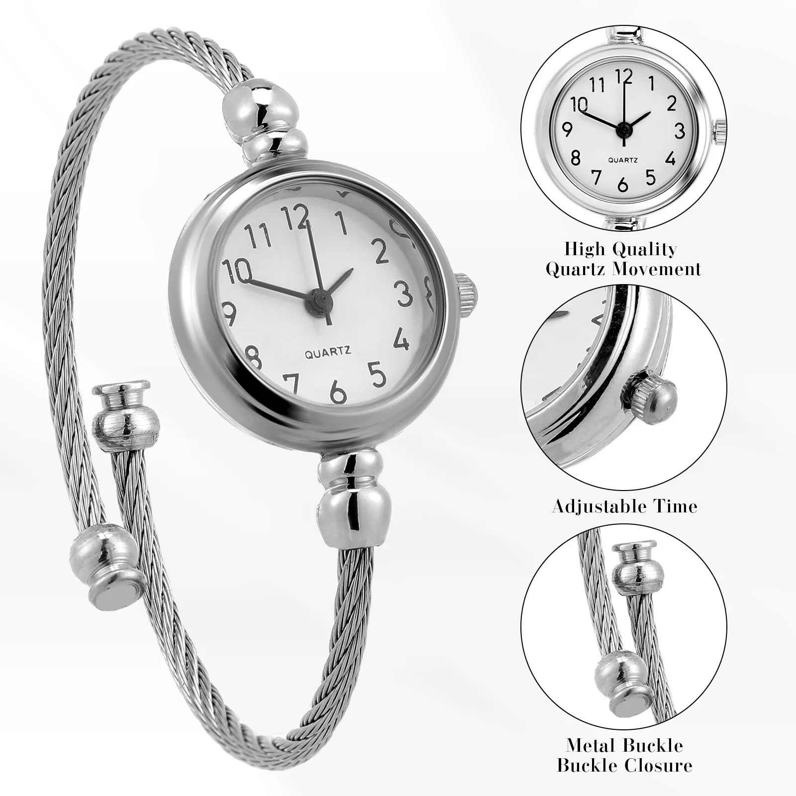 ساعة رقمية بيضاء عصرية كوارتز ساعات نسائية سوار أنيق للهدايا عيد الميلاد السنة الجديدة عيد الأم