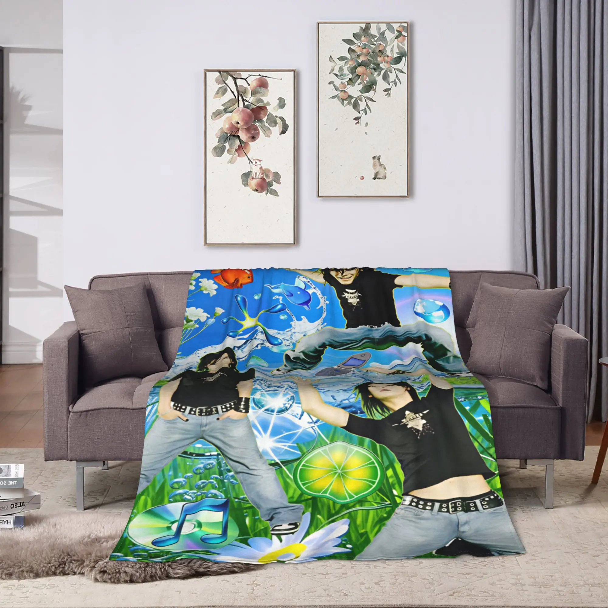 Tokio Hotel Bill Tom Kaulitz  Throw Blanket  Flannel Bedspread For Couch Bed Novelty Sofa Bed Cover