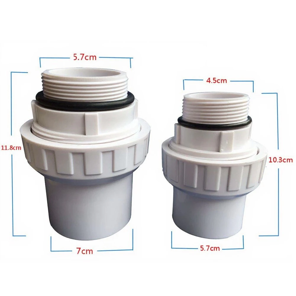 PVC Union Joint for Sand Filter Inlet and Outlet Applications Compatible with Both 1.5 inch and 2 inch Metric and Pipes