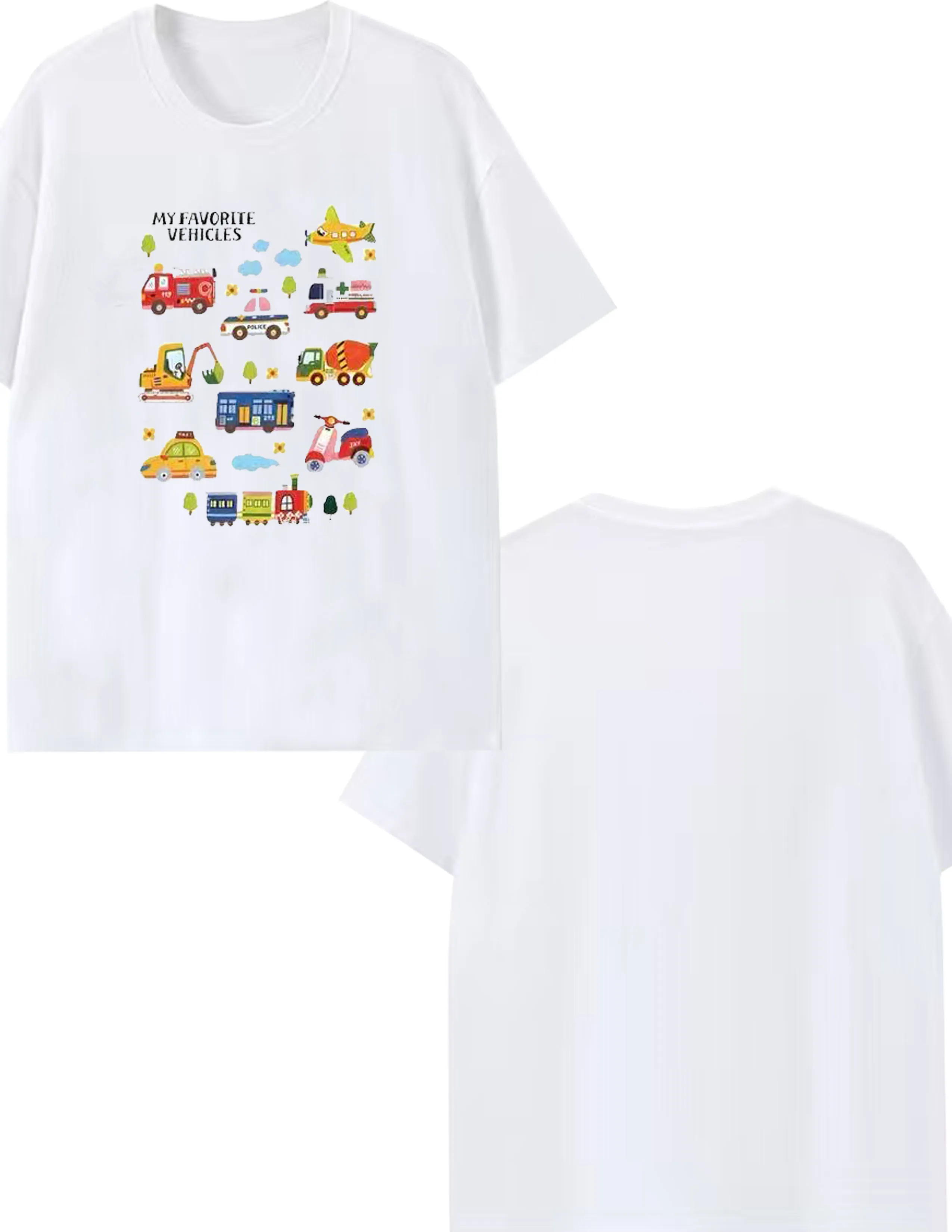 

Футболка с принтом «Мои любимые транспортные средства», мужская и женская повседневная футболка с короткими рукавами, милая транспортная футболка