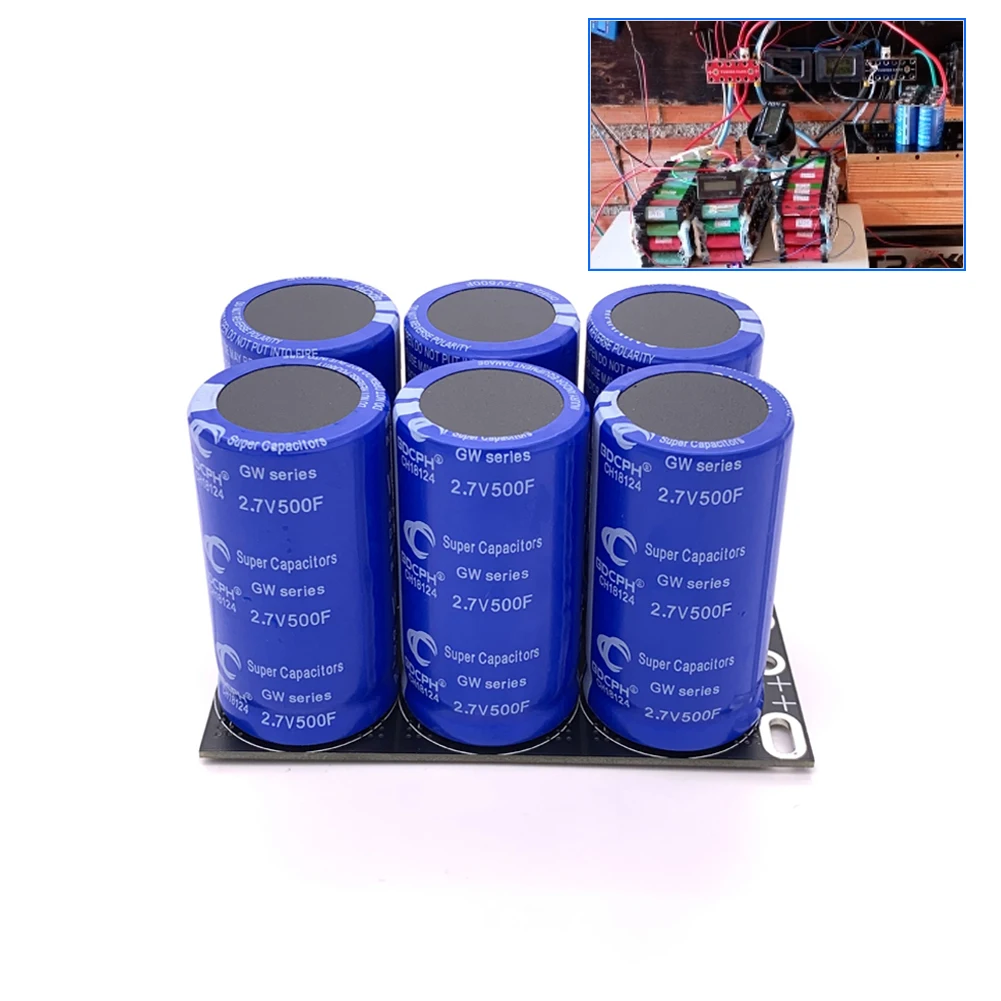 

Double Row Farad Capacitor 2.7V 500F Super Capacitor 16V 83F Automotive Super Farad Capacitor Module with Protective Board