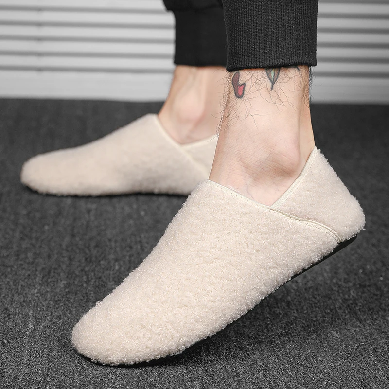 

MAEDEF Winter Plush Warm Men's Slippers Soft Slides Indoor Bedroom Flats Home Non-slip Shoes for Women in Winter Couples Shoes