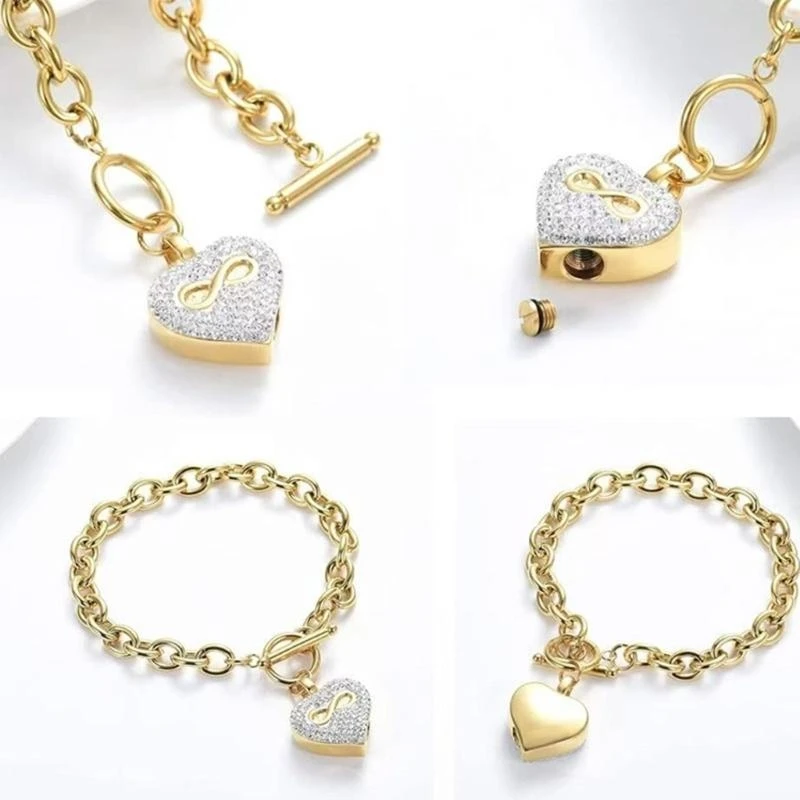 نصب تذكارية للحيوانات الأليفة المجوهرات أساور جرة القلب مقاوم للصدأ مقاوم المقاوم للصدأ أذرع أساور جرة مع لغة يحب #2
