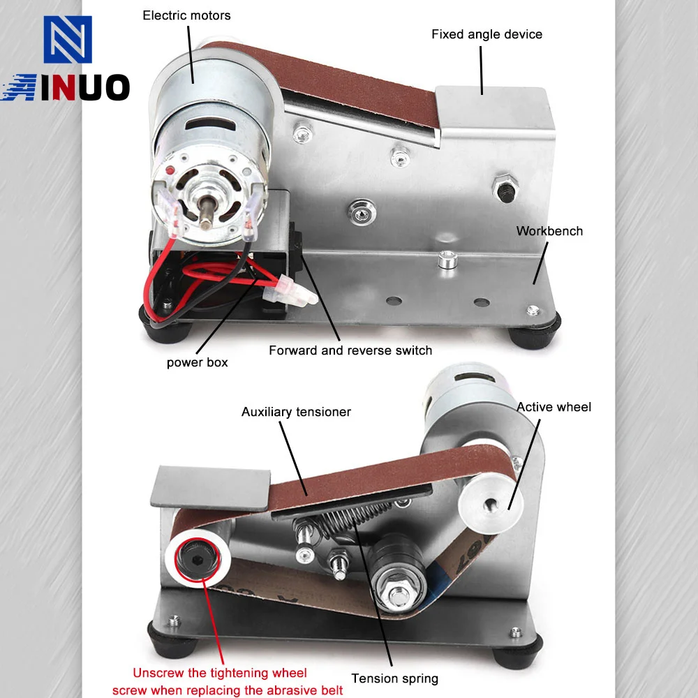 Imagem -04 - Multifuncional Mini Lixadeira de Cinto Elétrico Faça Você Mesmo Polimento Moagem Moedor de Cinto Sharpener Cutter Bordas de Faca 110 v 220v