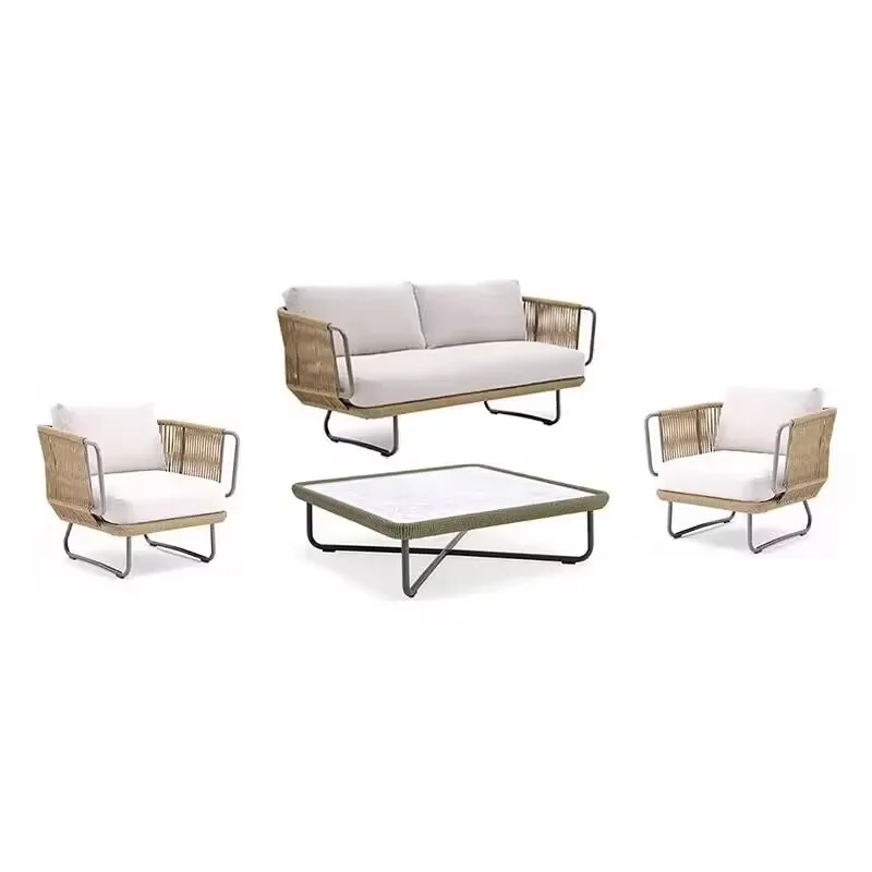 Nordic outdoor sofa, rope bed and breakfast balcony rattan chair, sofa combination furniture