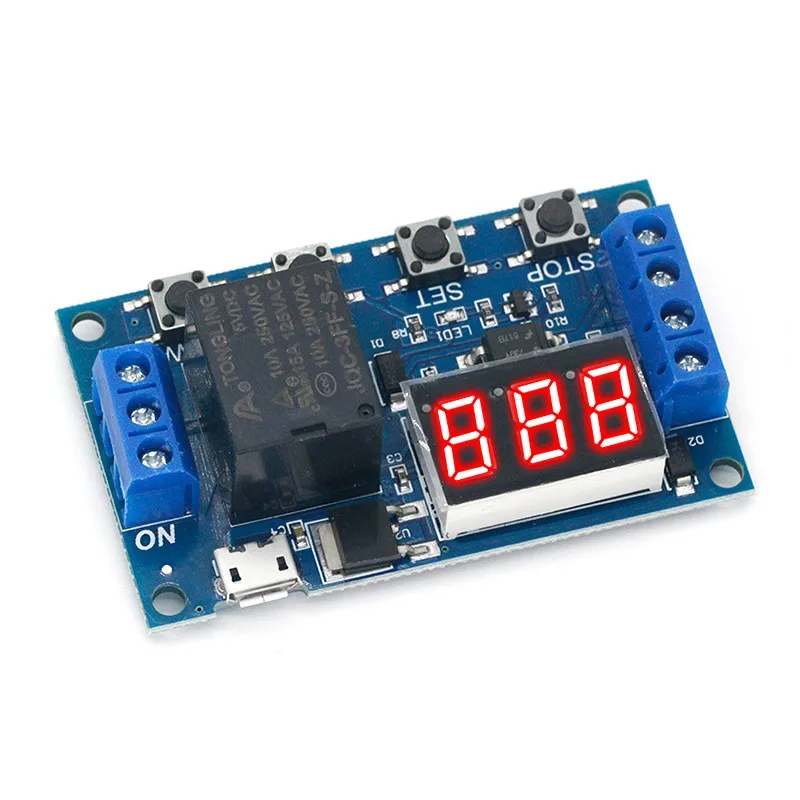 DC 5V 12V 24V LED Light Digital Time Delay 1 Way Relay Trigger Cycle Timer Delay Switch Circuit Board Timing Control Module DIY