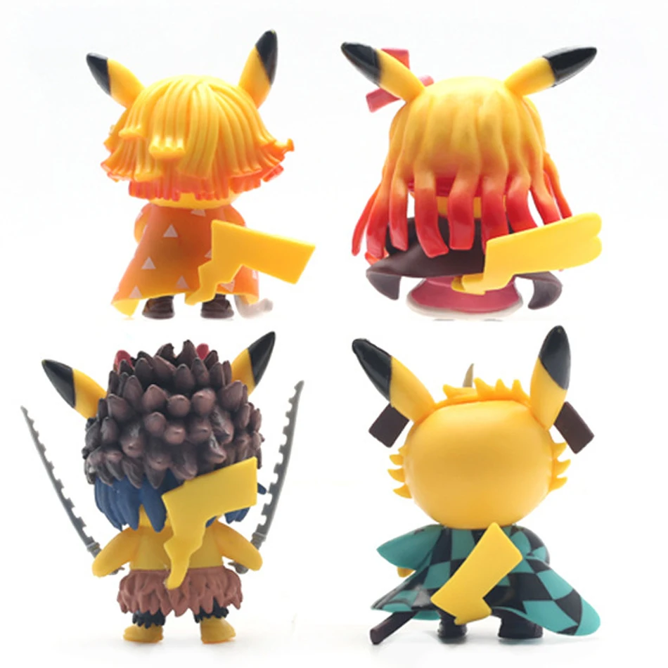 1-4 قطعة شخصيات كرتونية البوكيمون بيكاتشو تأثيري شيطان القاتل Tanjirou Nezuko Zenitsu Inosuke البلاستيكية جمع الاطفال عيد ميلاد اللعب هدية