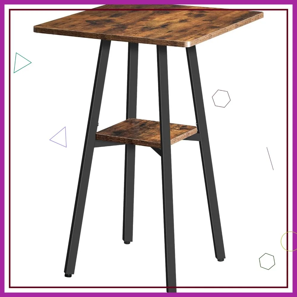 

2-Tier High Top Pub Table with Storage, Rustic Brown Kitchen Dining Table for Living Room, Easy Assembly