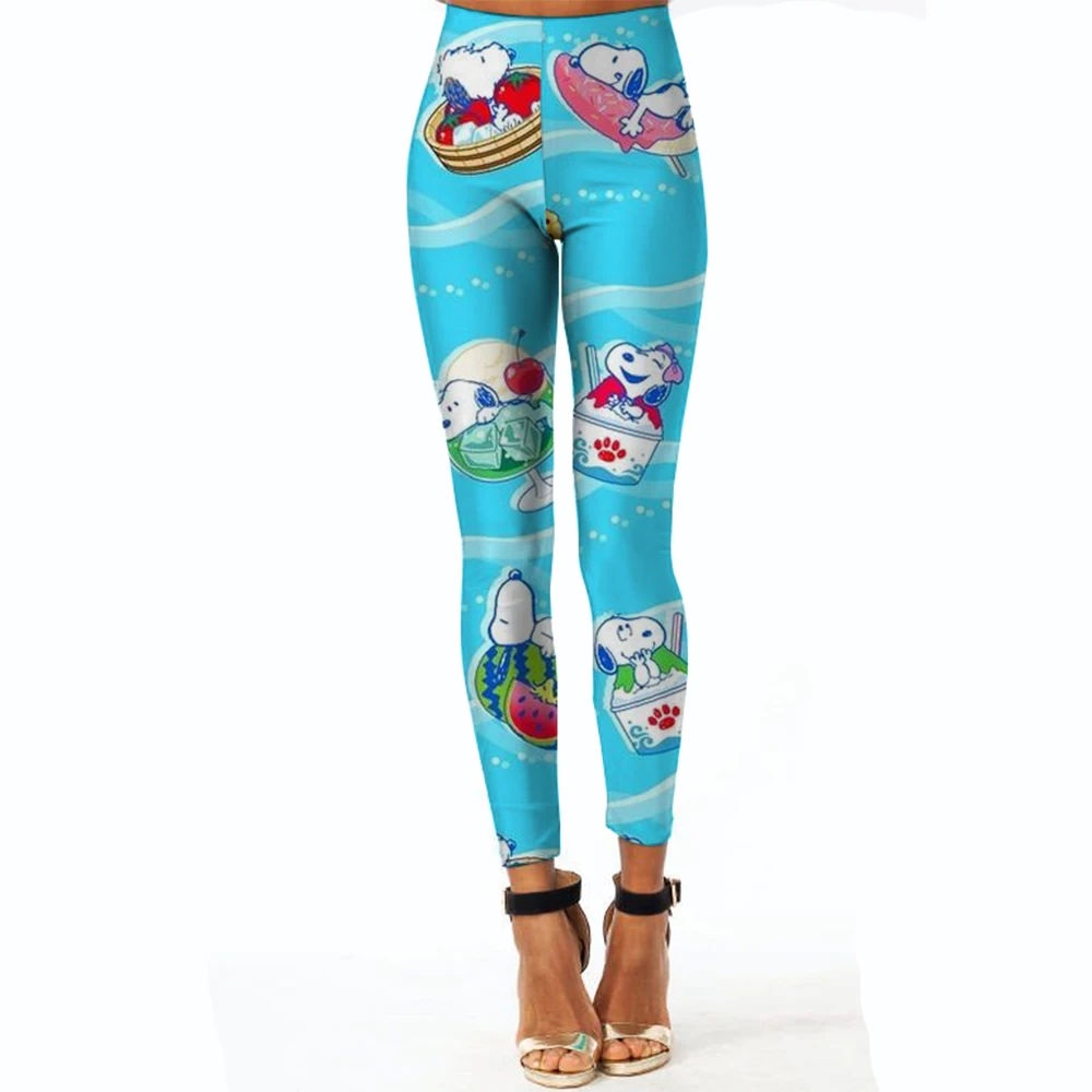 Leggings casual comodi elasticizzati slim fit da donna con stampa Snoopy primavera/estate Leggings da donna attillati rosa