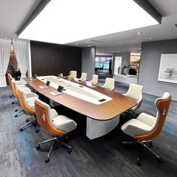 Solid wood conference table, long table, simple modern large conference table and chair combination conference room table, paint