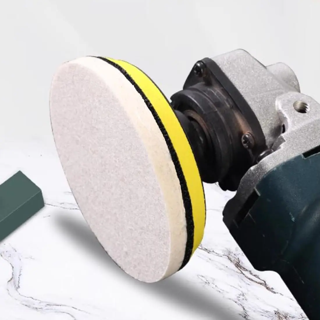 3/4/5/6" Wool Felt Polishing Pads, Flocking Hook & Loop Back, Made of Premium Natural Wool, Applicable to Random Orbital Sander - Detail Angle #04