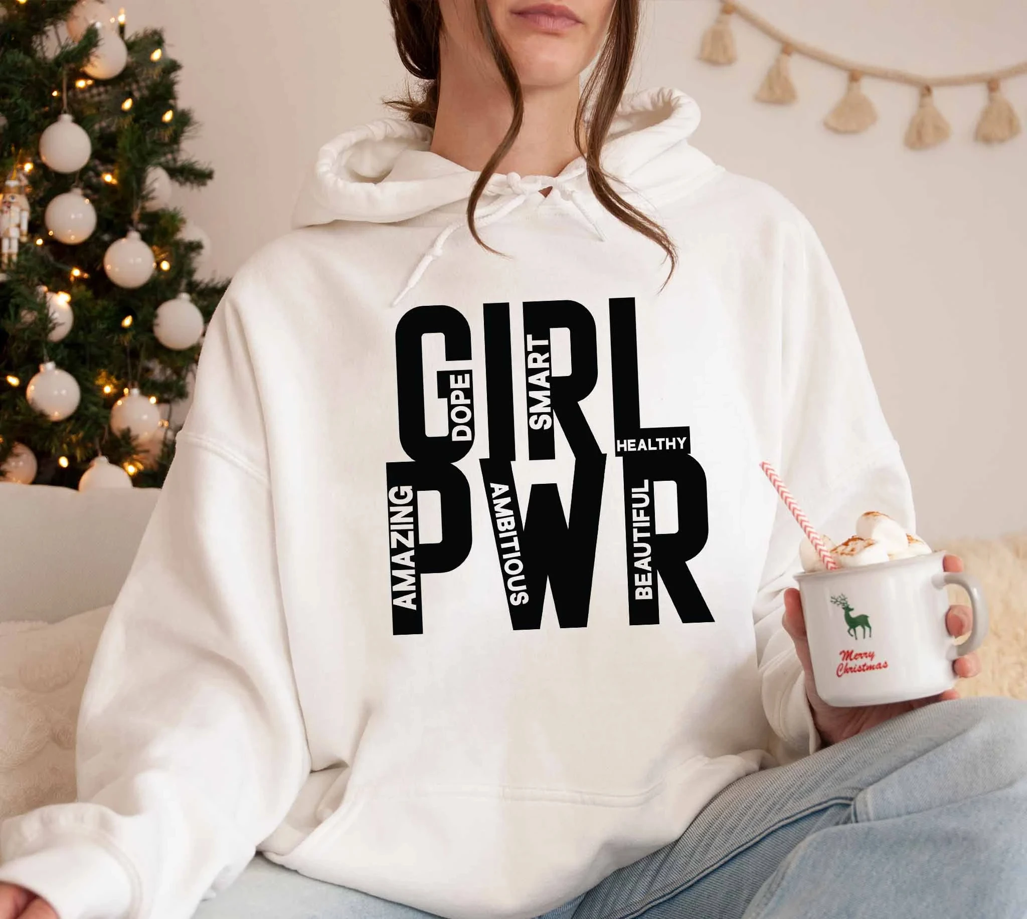 

Girl Power Letter Print Hoodie Sweatshirt Women Long Sleeve Sweatshirt Pullover Funny Tops Fashion Casual Autumn Winter Clothing