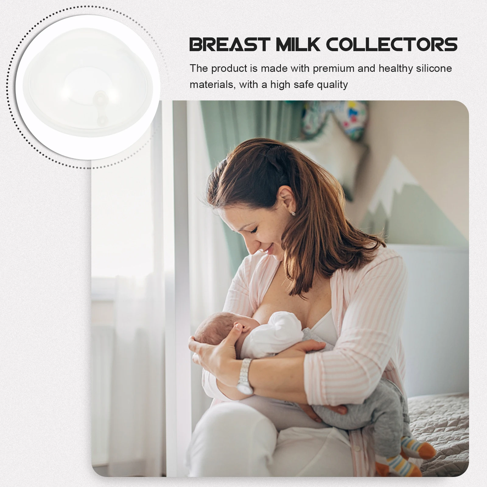 

2pcs Portable Breast Milk Collector Premium Silicone Reusable Nursing Pad For New Mothers Breastfeeding Aid Tool