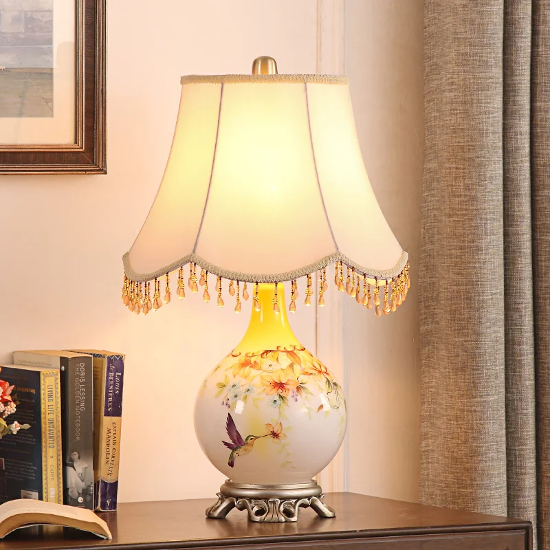 YY European Style Table Lamp Bedroom Bedside Lamp Creative Luxury American Court Living Room