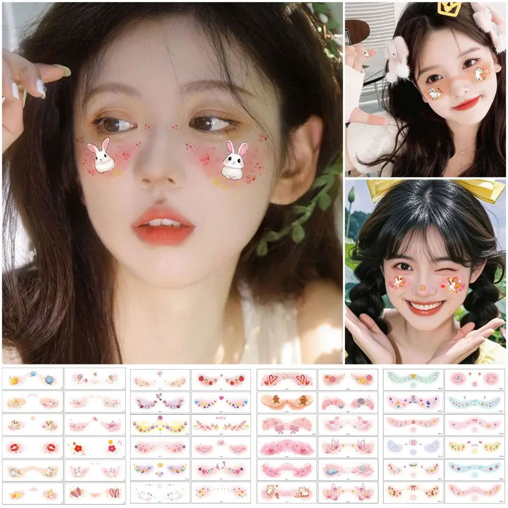 12PCS Temporäre Glitter Gesicht Tattoo Mehrfarbige Mode Stile Gesicht Make-Up Patches Make-Up Zubehör Pulver Rouge Aufkleber