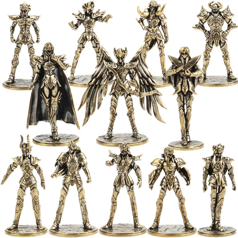 Saint Seiya Gold Saints Sagittarius Leo Pisces Taurus Aries Capricorn Virgo Action Figure Toy Mini Brass Bronze Metal Model Gift